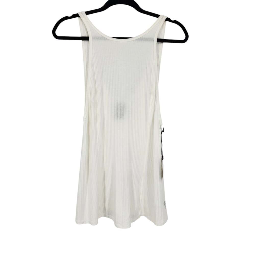 Electric & Rose Jersey Ribbed White Tank Top Deep V Back Size Small NWT
